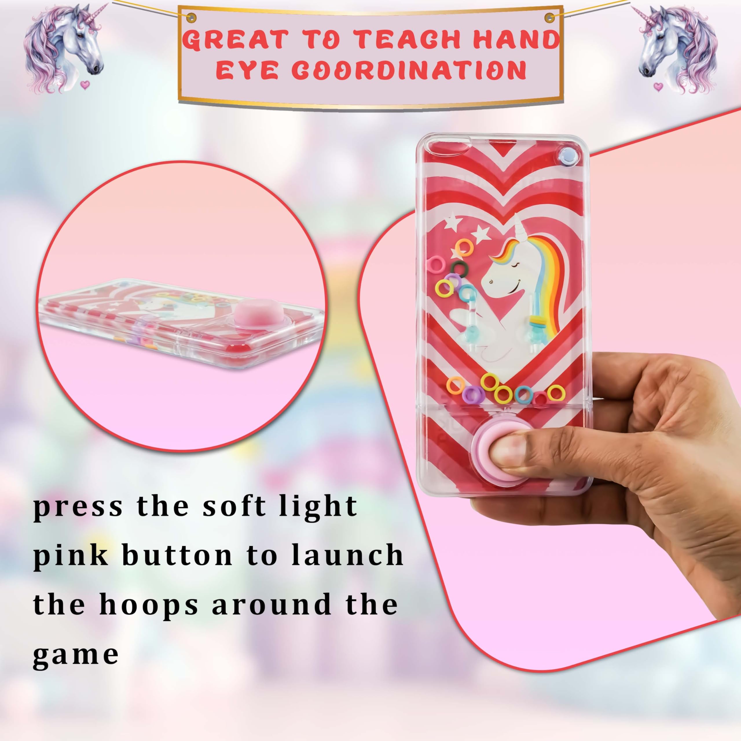 Jeu de lancer d'anneaux d'eau licorne cœurs 14 cm jouet aquatique portable pour enfants cadeau fête