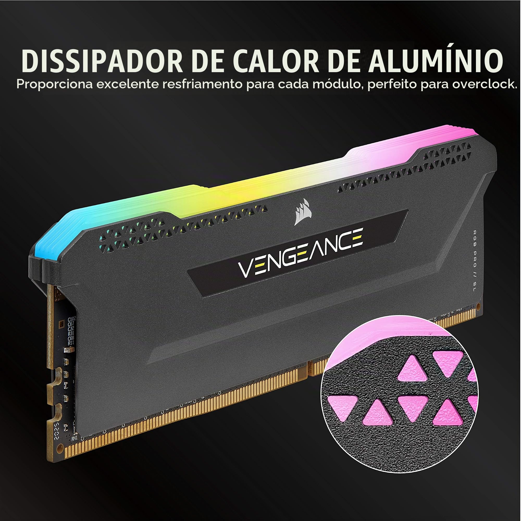 Memória Corsair Vengeance RGB PRO SL - 32GB(2x16GB), DDR4, 3200Mhz