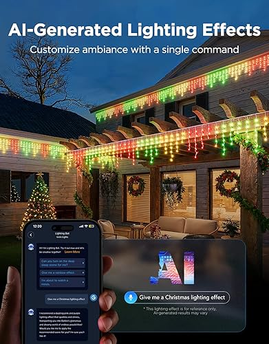 Miniatura 3 de Govee Luces de carámbano, luces de Navidad RGBIC inteligentes para exteriores, 33 pies con 400 luces LED para exteriores, IP67 impermeable,