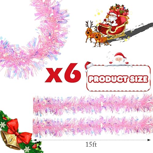 Miniatura 81 de Shappy Guirnalda de oropel negra de 90 pies, 6 rollos para decoración de Halloween, Navidad, guirnalda metálica con purpurina para bodas, fiestas