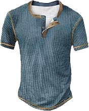 T Shirt Herren V Ausschnitt, Henley Tshirt Kurzarm Sommer Shirts Kurzarmshirt Casual Sportshirt Atmungsaktiv Hemden Vintage Slim Fit Tee Streetwear