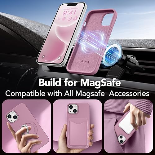 Miniatura 4 de GONEZ Funda magnética para iPhone 14, compatible con Magsafe, con protector de pantalla + protector de cámara, forro de microfibra antiarañazos