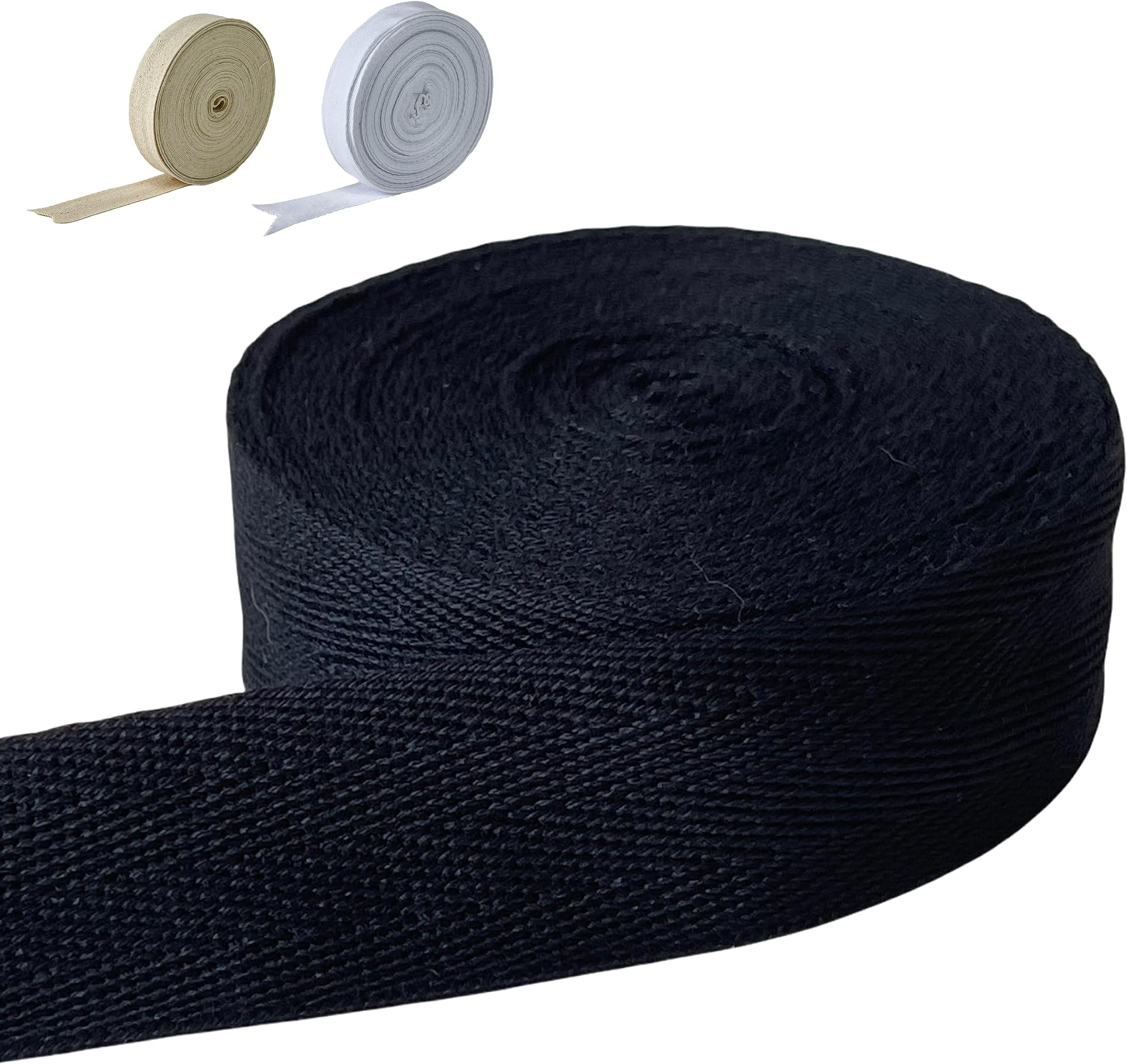 Twill Tape for Sewing 100% Cotton Webbing 1 Inch 5 Yard Roll Herringbone Ribbon Natural Ribbon Color for DIY Craft Making and Tote Bag Patterns for Sewing (Black)