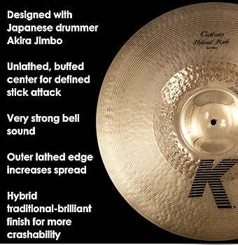 Amazon.com: Avedis Zildjian Company K Custom Hybrid Ride Cymbal