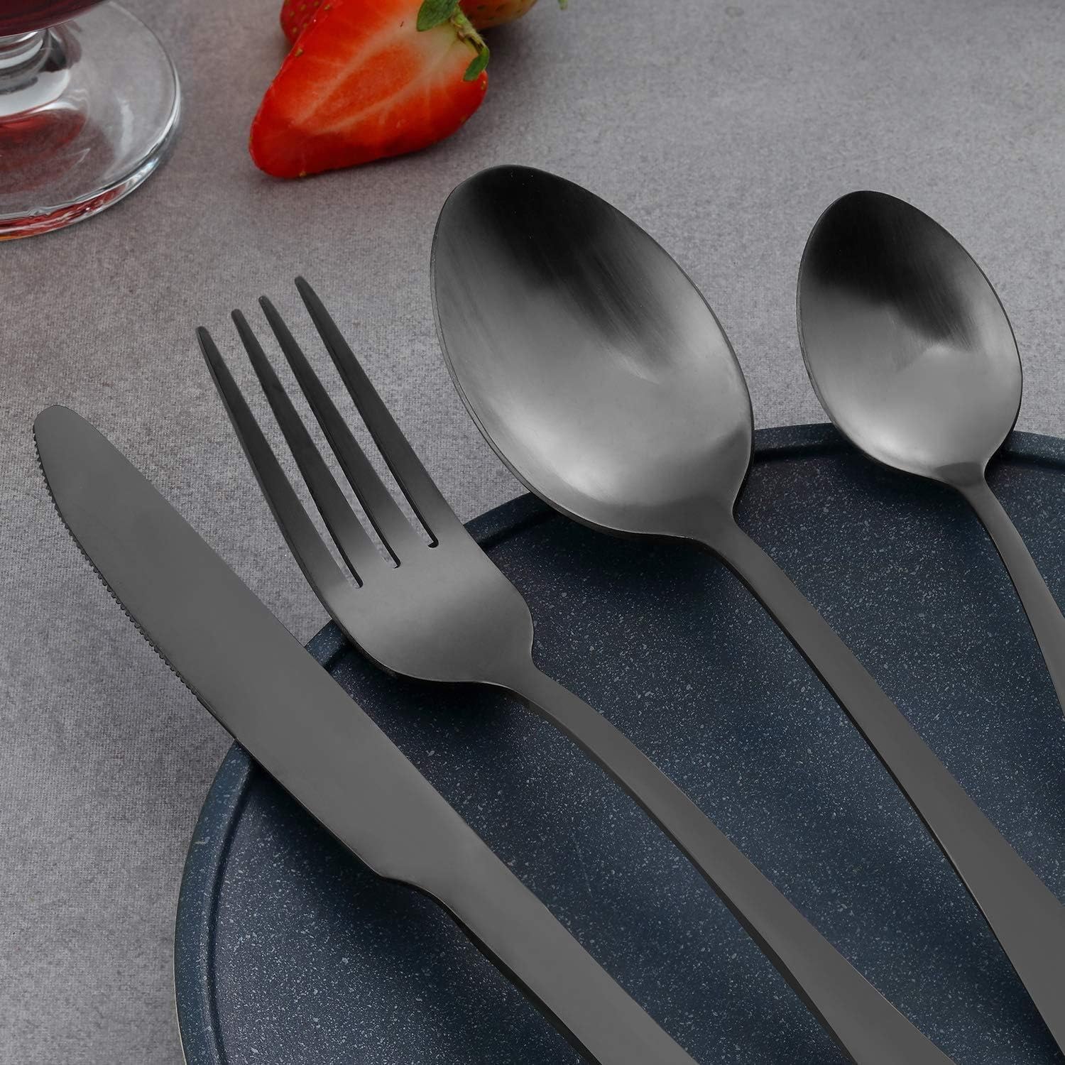 BEWOS - Set di posate da 32 pezzi, in acciaio inox, set di posate con cucchiaio, coltello e forchetta, per 8 persone, lavabile in lavastoviglie/facile da pulire