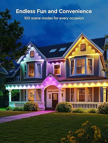 Miniatura 3 de Govee 2 luces permanentes para exteriores, luces RGBIC para exteriores de 100 pies con 72 luces LED, IP67 impermeable, 100 modos de escena con 40 lm