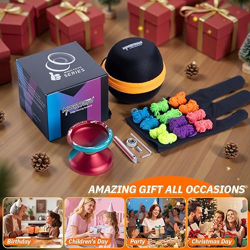 Miniatura 6 de MAGICYOYO Yoyo profesional Yoyo V10 azul rojo sin respuesta con 12 cuerdas Yoyo, estuche Yoyo, guante Yoyo