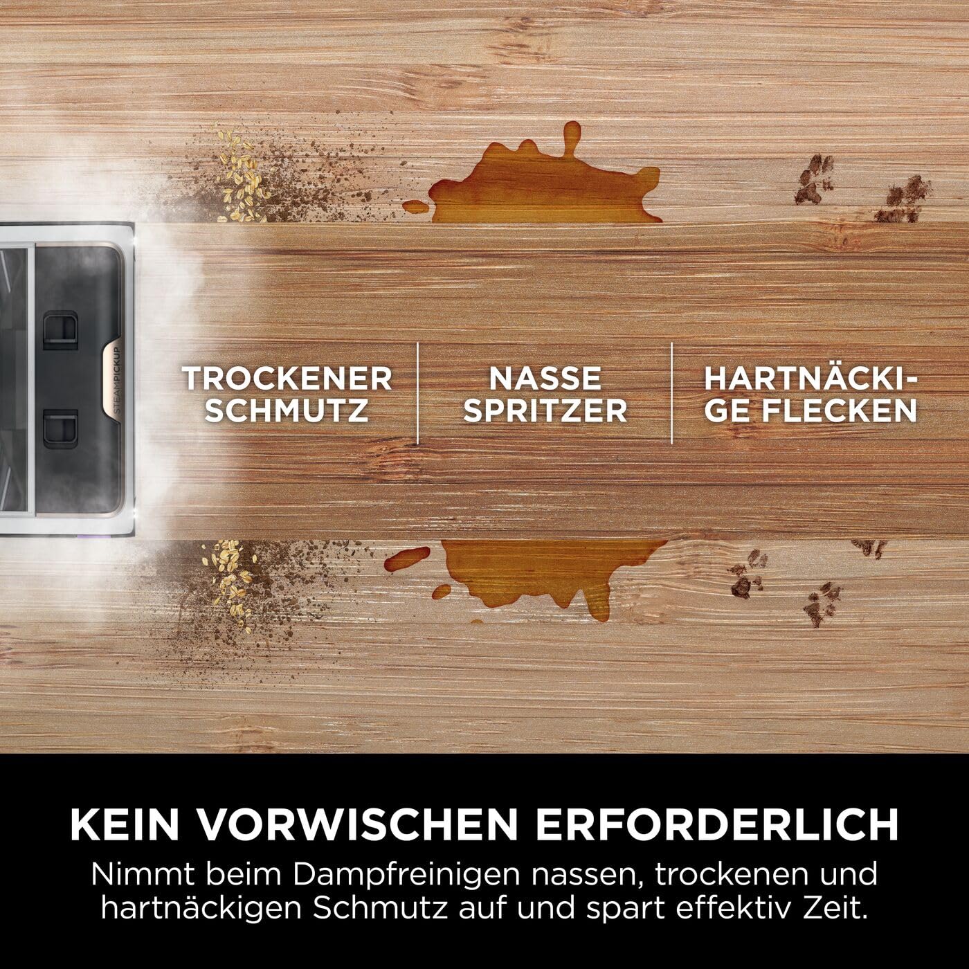Shark SteamPickUp 3-in-1-Dampfreiniger, hygienische Reinigung mit Dampf für harte Böden, chemiefrei, 420ml Fassungsvermögen, Extra-Bürstenrolle, Aufbewahrungsstation, Bürstenrollenhalter, Weiß SD200EU