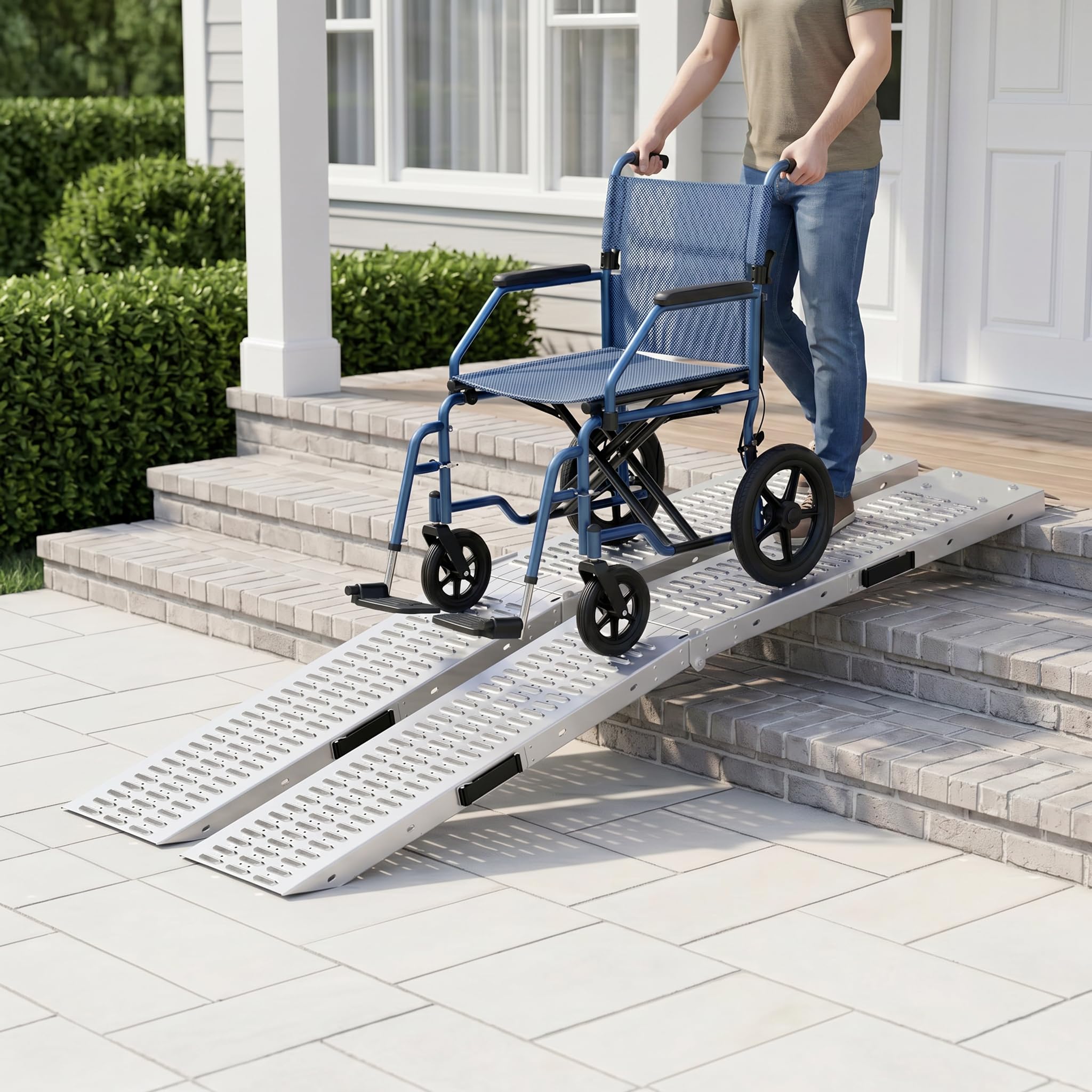 HENGMEI 2x Rampe di Carico Pieghevole per Moto, Scooter, Quad, Trattorino, Furgone, Carrello Carico Massimo 200kg per Rampa