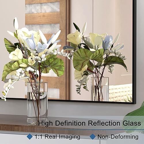 Miniatura 2 de ANYHI Espejo LED de tocador de baño, 48 x 24 pulgadas, espejo de baño con 3 luces de color, espejo de maquillaje antiempañamiento impermeable,