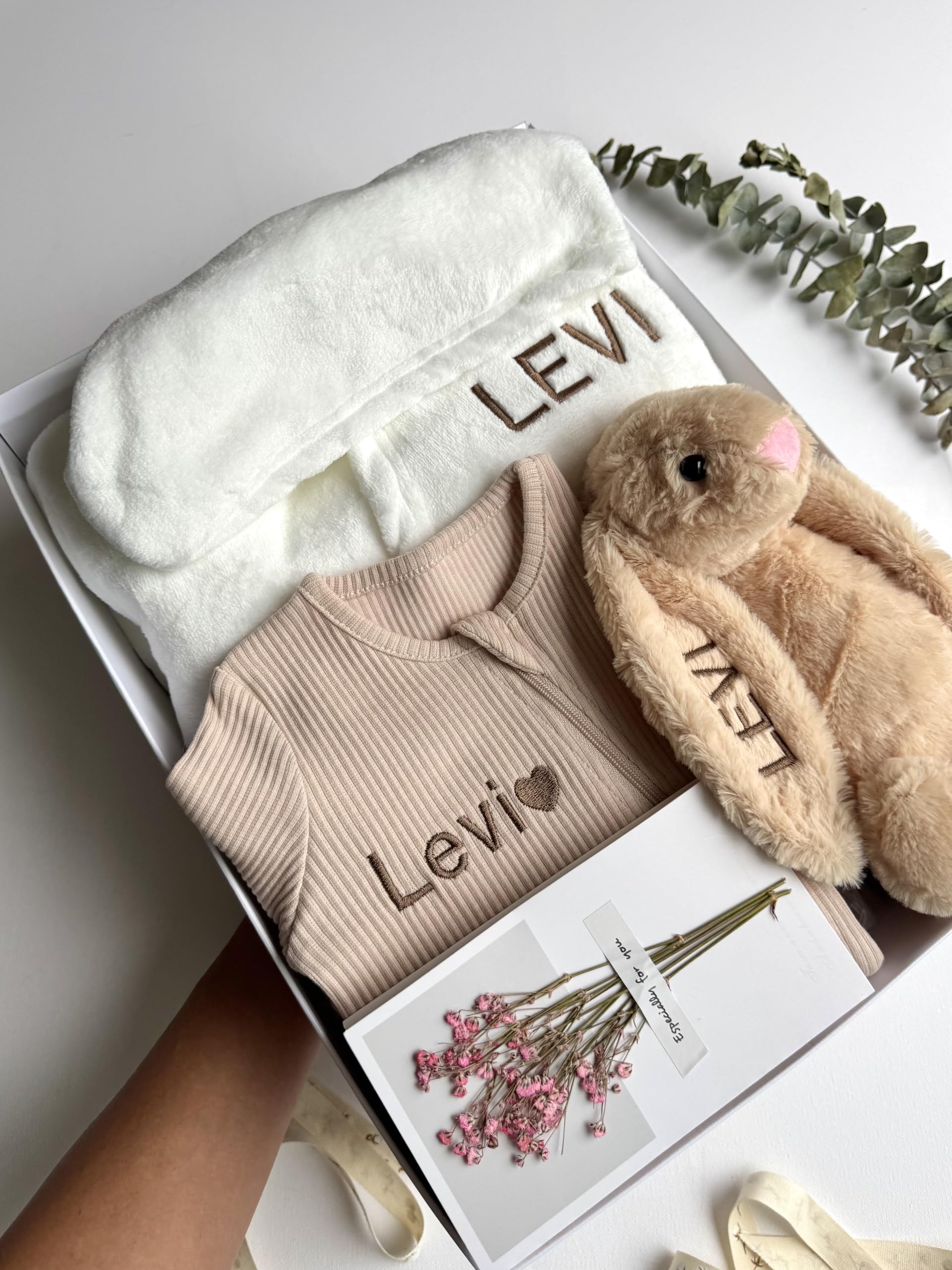Personalised Baby Gift Set with Box or Without for Baby Boy or Baby Girl, Perfect for Baby Shower Gifts & Christenings with Gift Message Card Ready to Gift (Option 9, 18-24 Months)