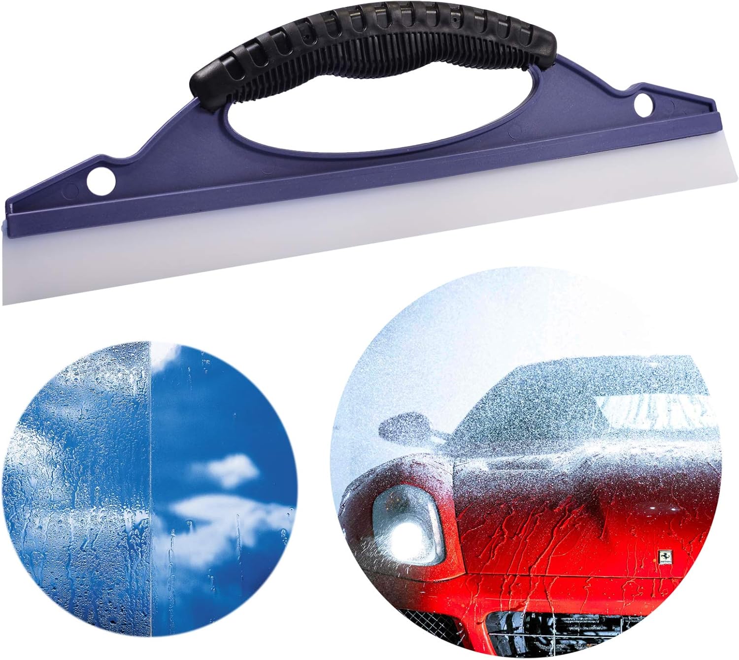 Window Washing Squeee Silicone Water Blade with Ergonomic Grip, for