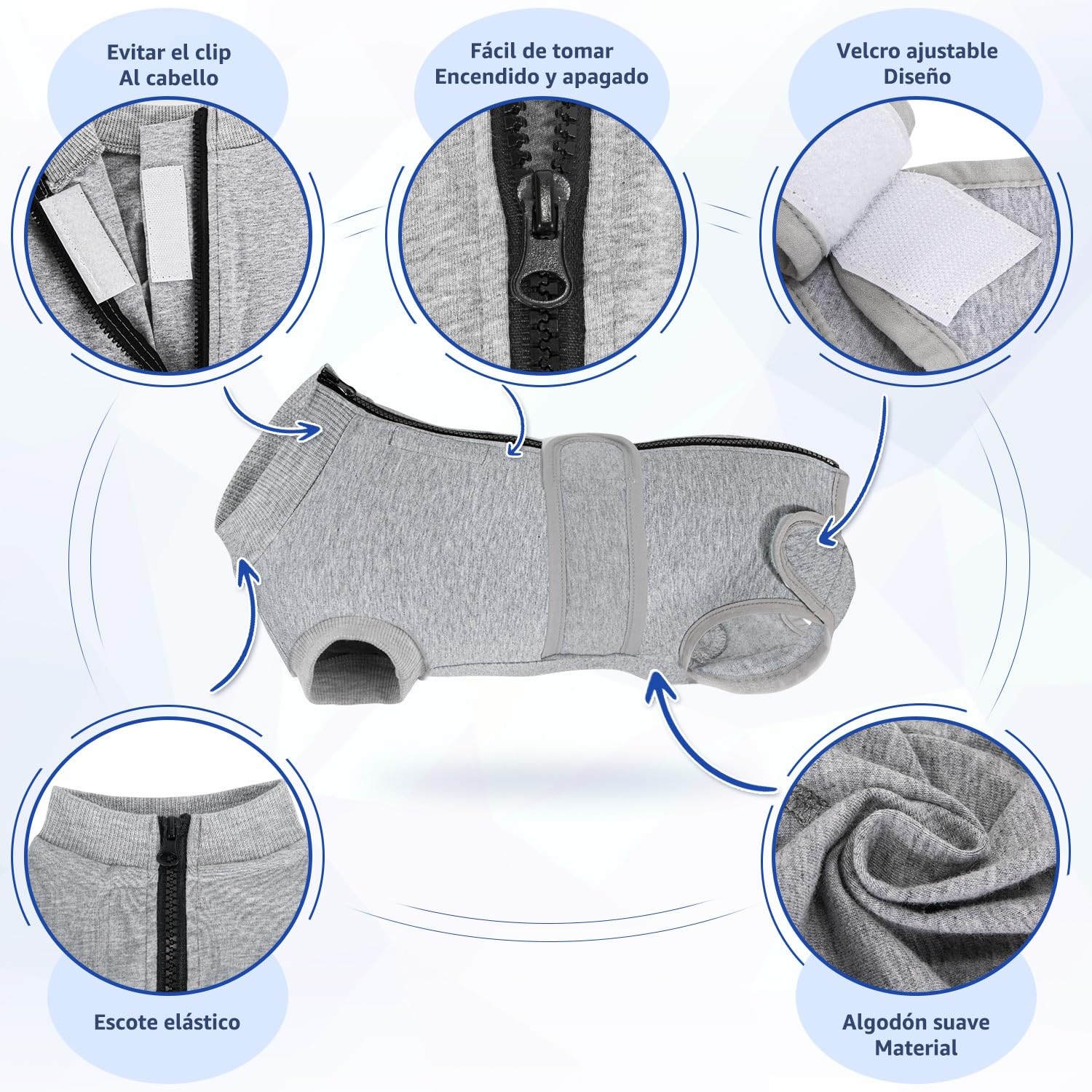 SlowTon Traje de recuperación de cirugía para Perros - Alternativa de Collar en Forma de Cono para Perros después de la cirugía con Cremallera, Camisa de recuperación Profesional para Mascotas
