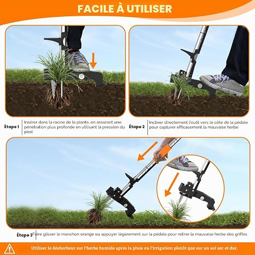 Digtokore Weed Remover Tool, Stand Up Weed Puller Root Remover with 4 Claw - 6