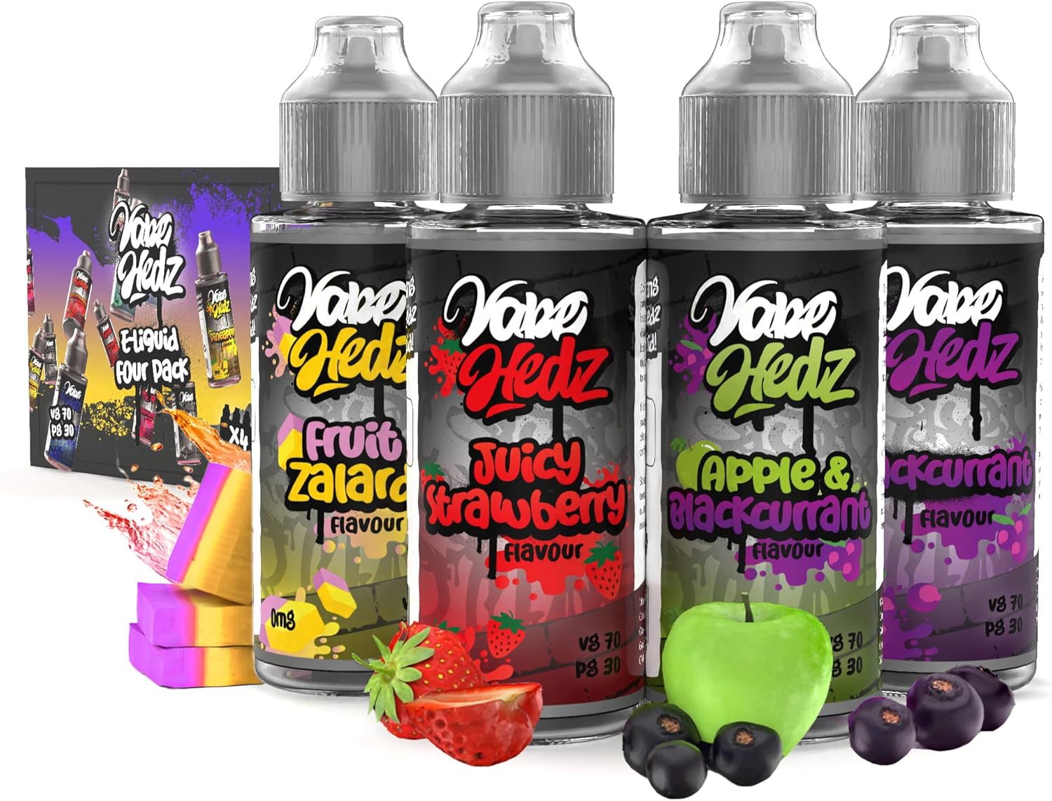 VAPE HEDZ Vape Juice No Nicotine Four Pack Fruit E liquid 100 ml E