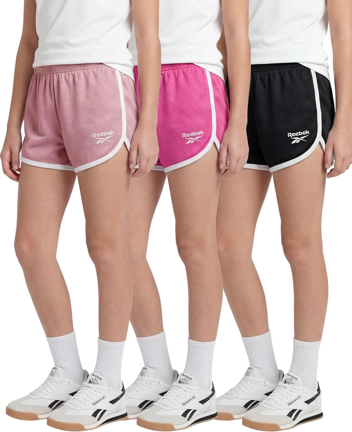 Reebok 3 Pack: Girls' Mesh Dolphin Shorts - Kids Teen Tweens Youth Active Athletic Volleyball Basketball Soccer Running