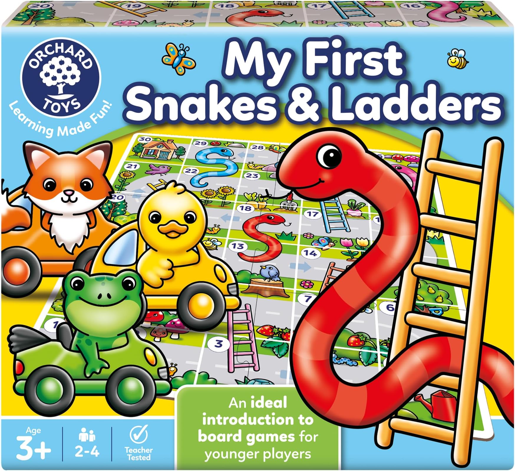 Orchard Toys My First Snakes & Ladders Game for Kids - Large Toddler Games w/Giant Colourful 3D Playing Pieces - Children's and Kids Board Games Age 3-6 Years - For 2-4 Players