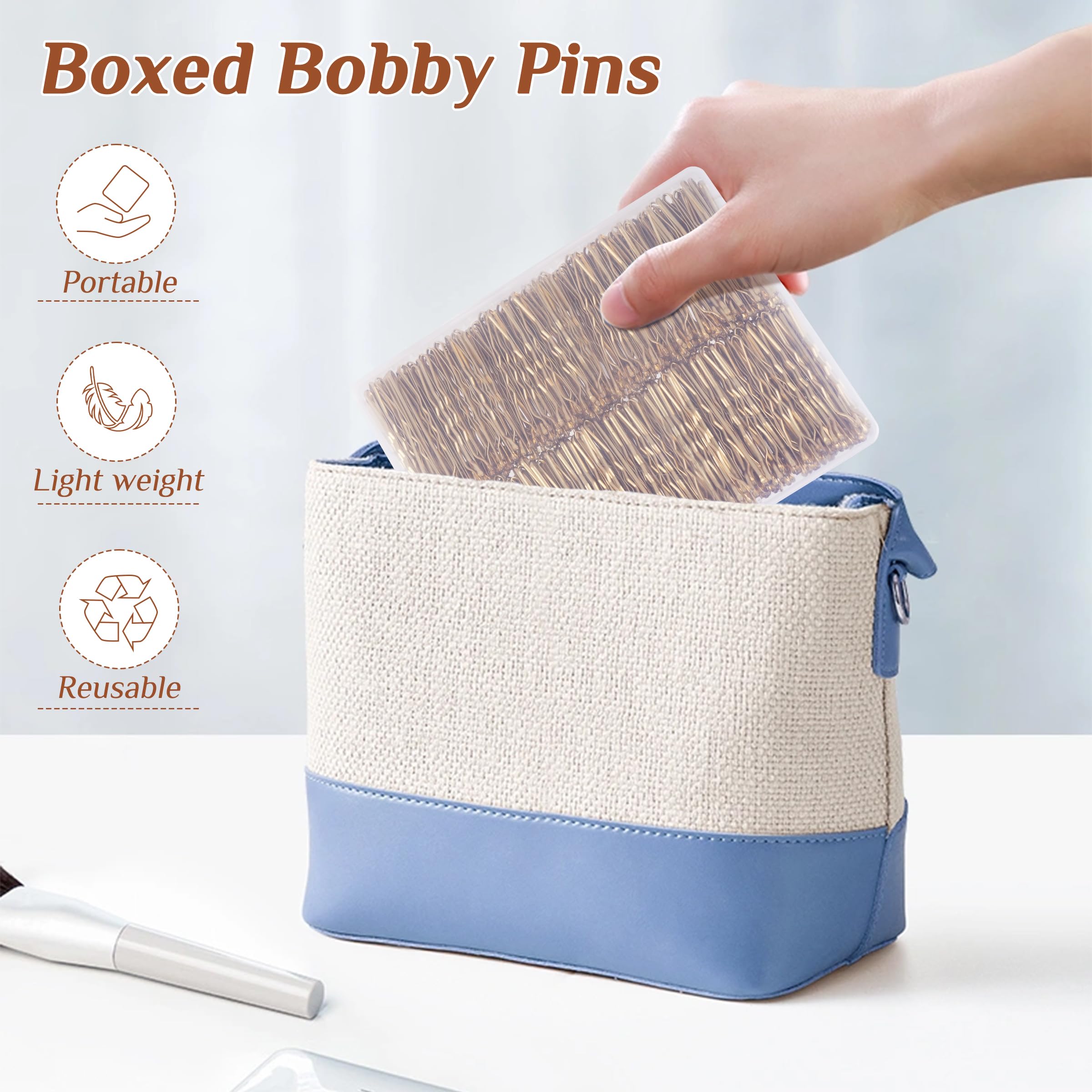 Bobby szpilki do włosów, 500 szt., blond szpilki Bobby, 5 cm, szpilki do włosów premium, bezpieczne trzymanie z pudełkiem do przechowywania, szpilki do włosów dla kobiet i dziewcząt
