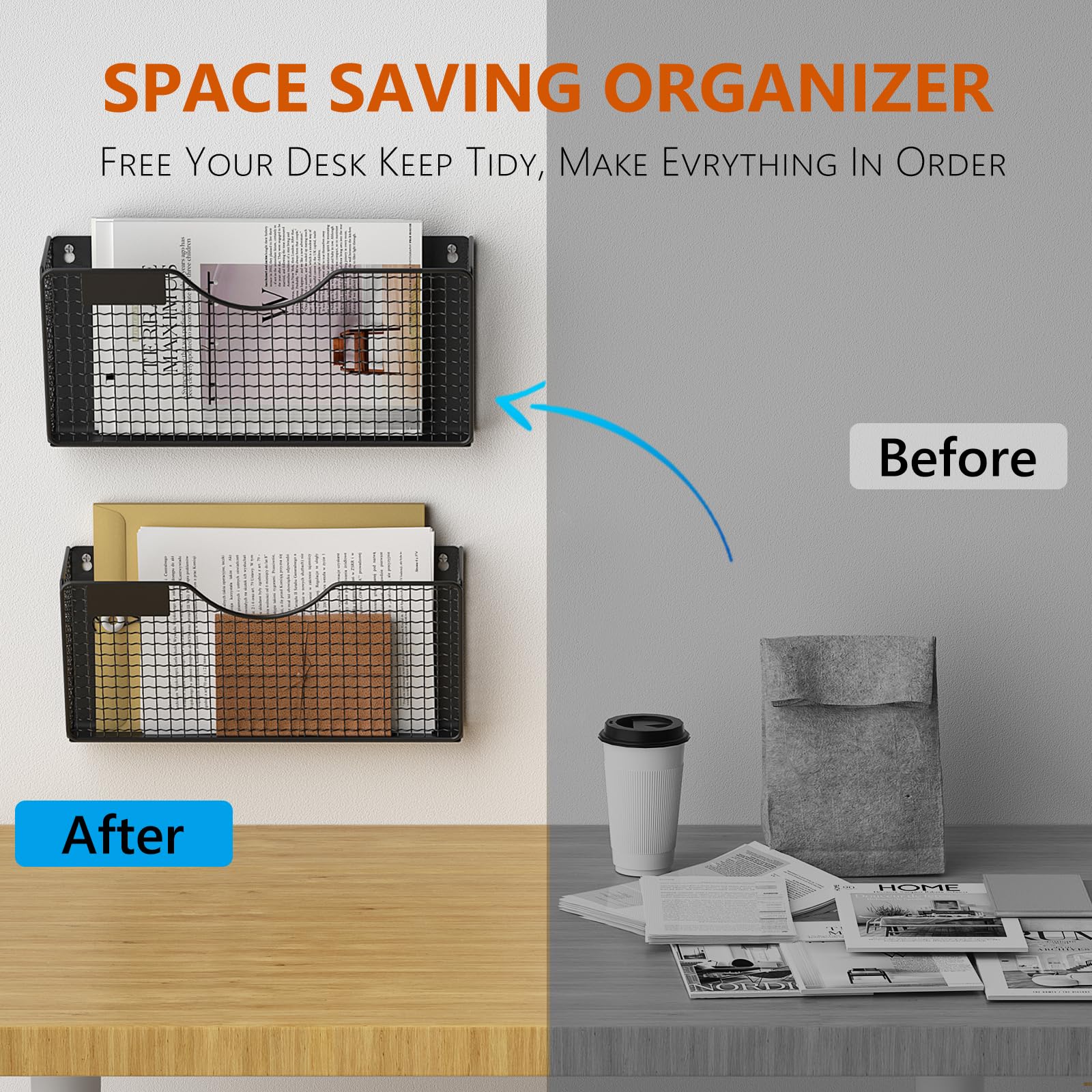 MFTEK Porta documenti magnetico 2 tasche organizer per cartelle, porta riviste da appendere per ufficio, lavagna bianca, porta documenti senza perforazione per frigorifero