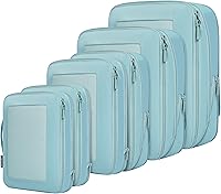 Vista 151 de BAGAIL 4 juegos/6 juegos/8 cubos de compresión para embalaje, accesorios de viaje, organizadores de embalaje expandibles (malla cuadrada, 06-beige)