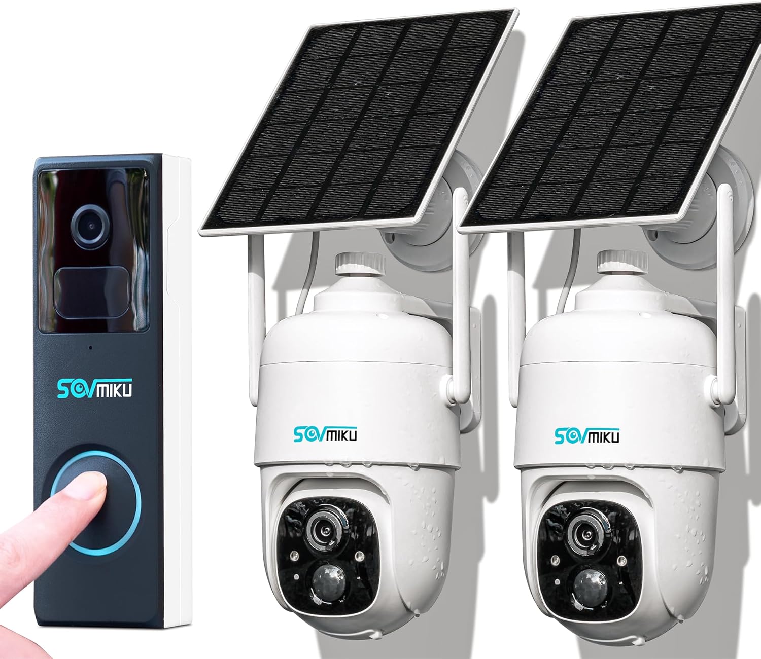 SOVMIKU Video Doorbell 2CQ1 AI 2K Solar Security Camera Wireless Outdoor, Battery Powered,Two Way Audio,Motion Detection, 360° View,Easy to Setup,Color Night Vision,Audible Flashlight Siren