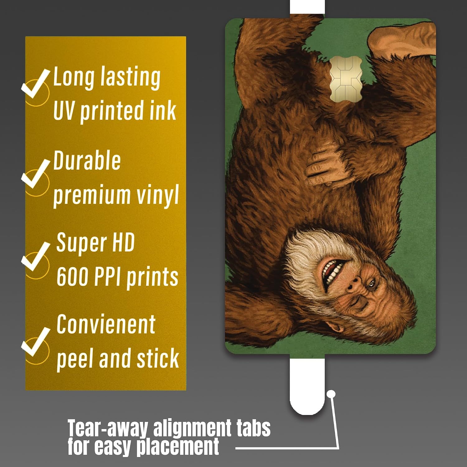 Funny Laid Back Bigfoot Credit Card Skin Sticker Cover Decal Wrap 2-Pack – Relaxing Sasquatch Wallet Design image 2