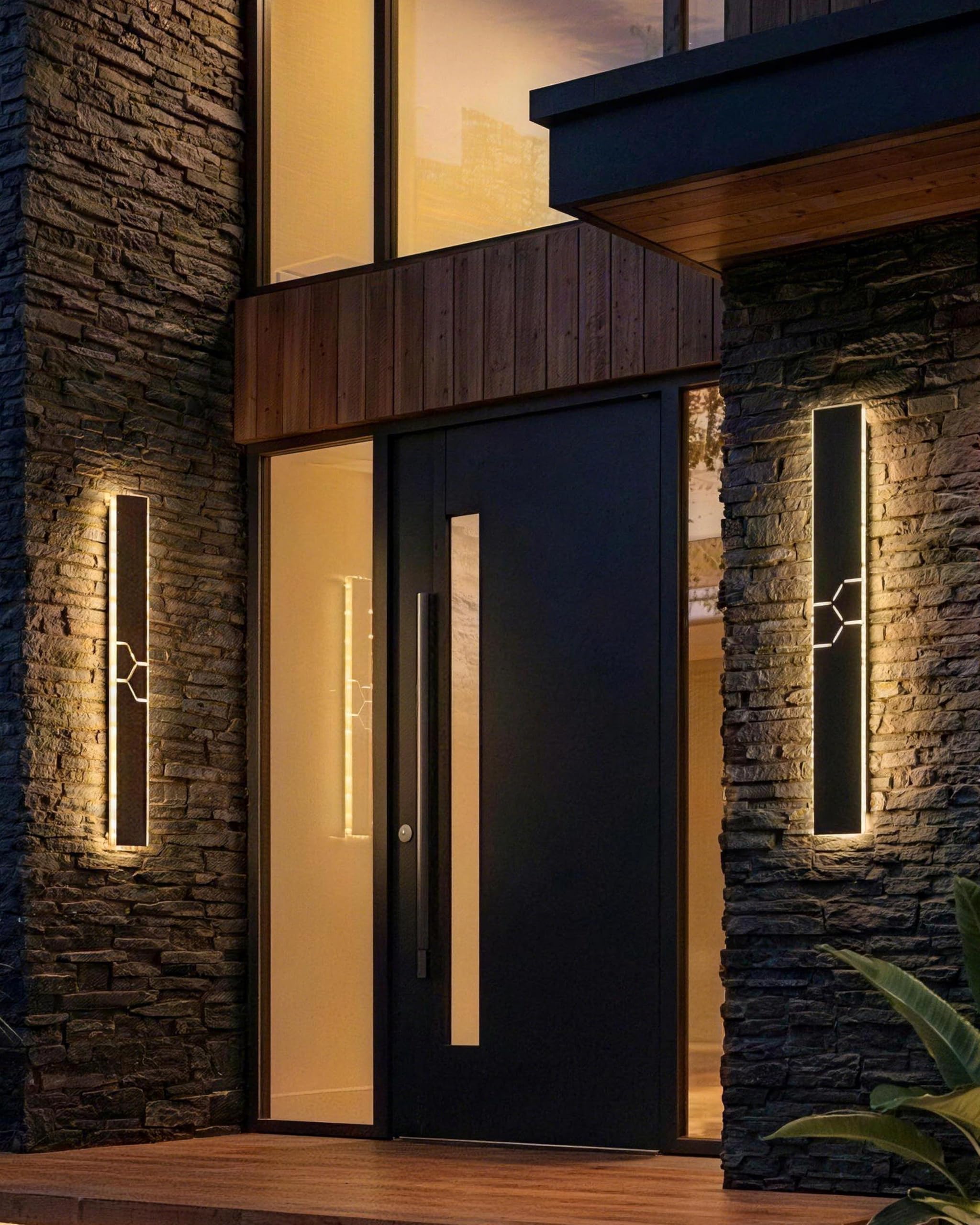 LED Applique da Parete Esterno/Interni, Nero IP65 Moderne Villa Lampada da Parete Esterno, Alluminio Esterne Parete per Giardini, Terrazze, Camere da letto, Salotti, 60 * 8CM/20W Luce Calda