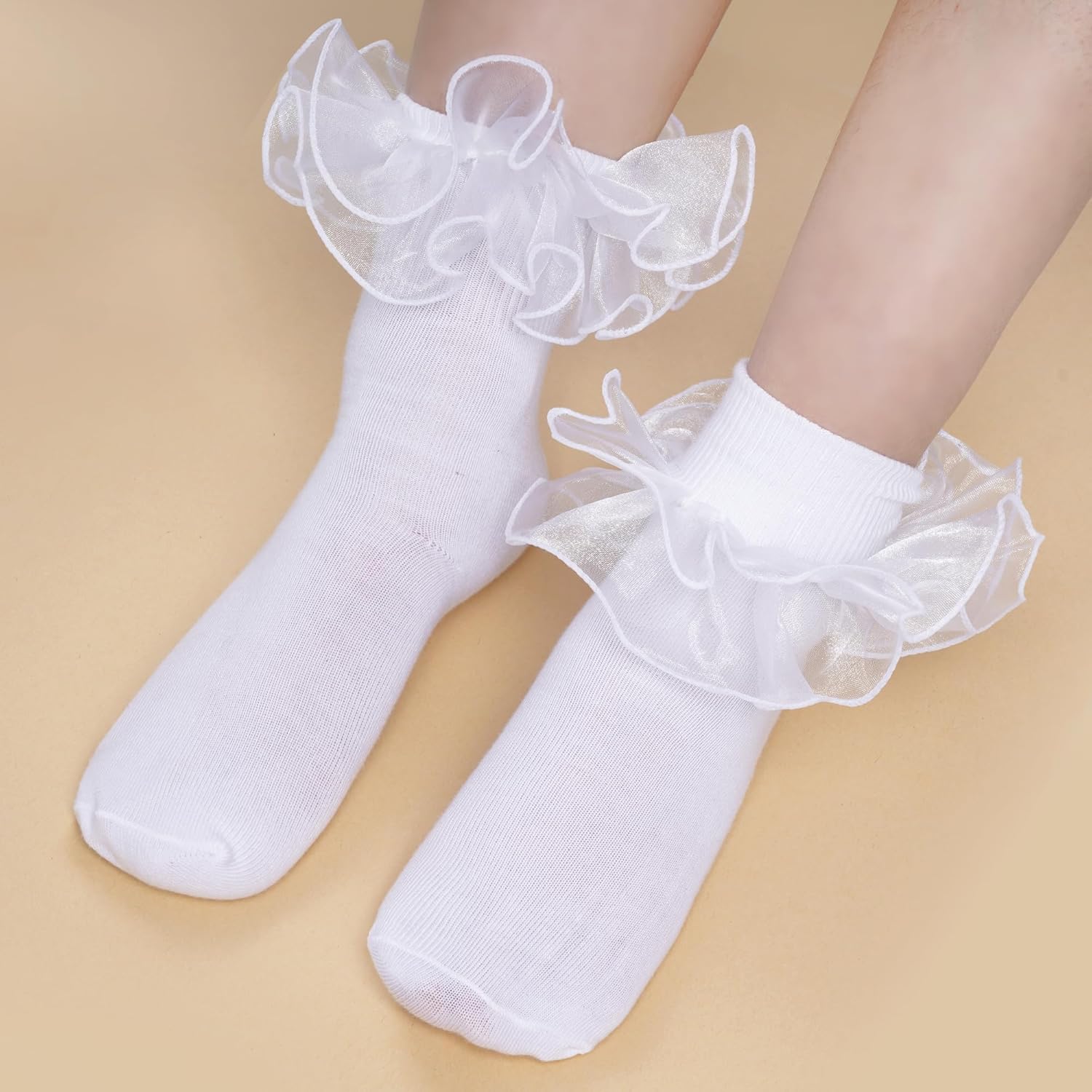 choyaxo 3 Pairs Girls Ruffle Socks Frilly Socks Big Ruffle for Toddler Girls - Image 2