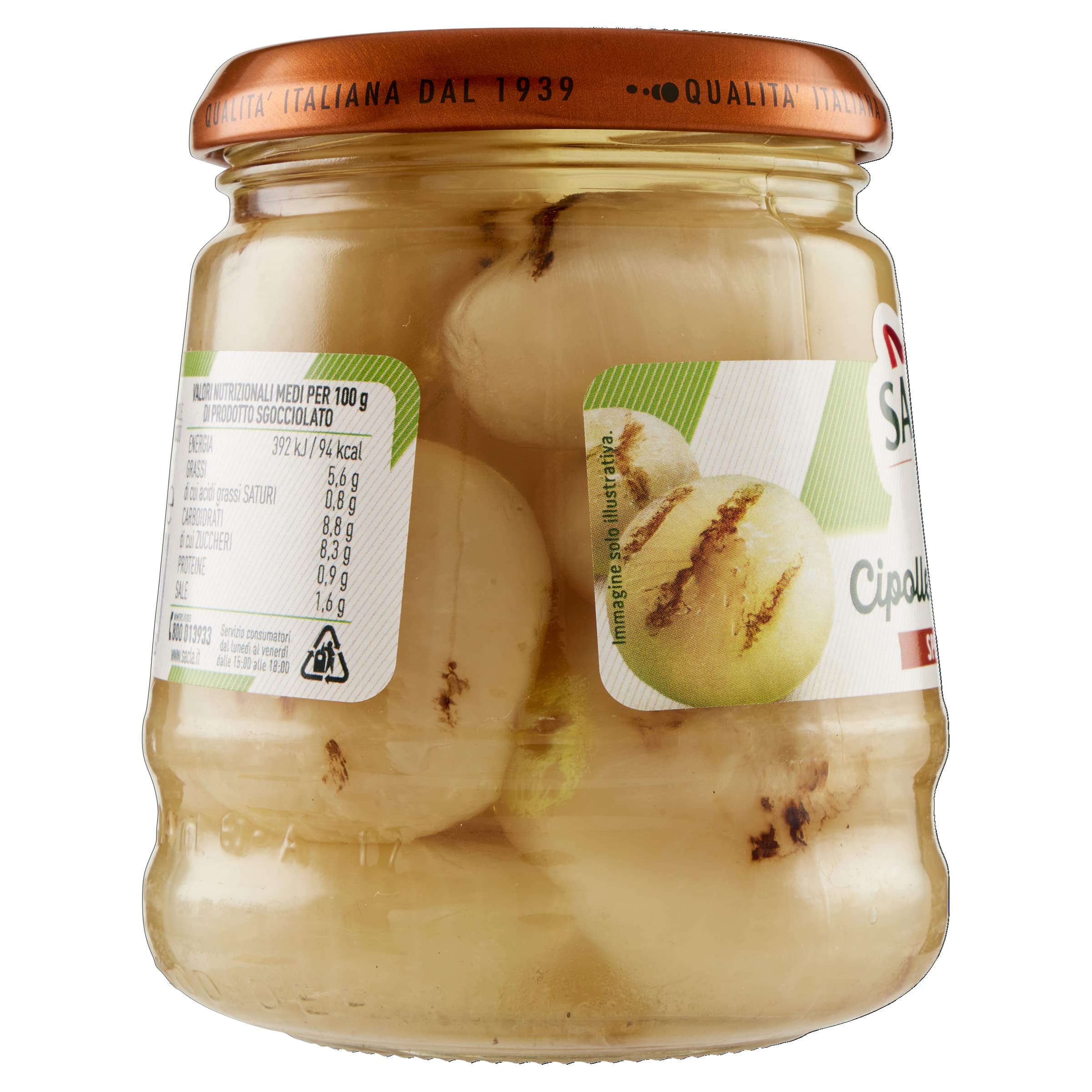 Saclà, Sottoli Grigliati, Cipolle Borettane Grigliate, Ideali per Antipasto, Contorni e per Arricchire i Tuoi Piatti, Vaso Vetro, 280g, Confezione da 12 Pezzi