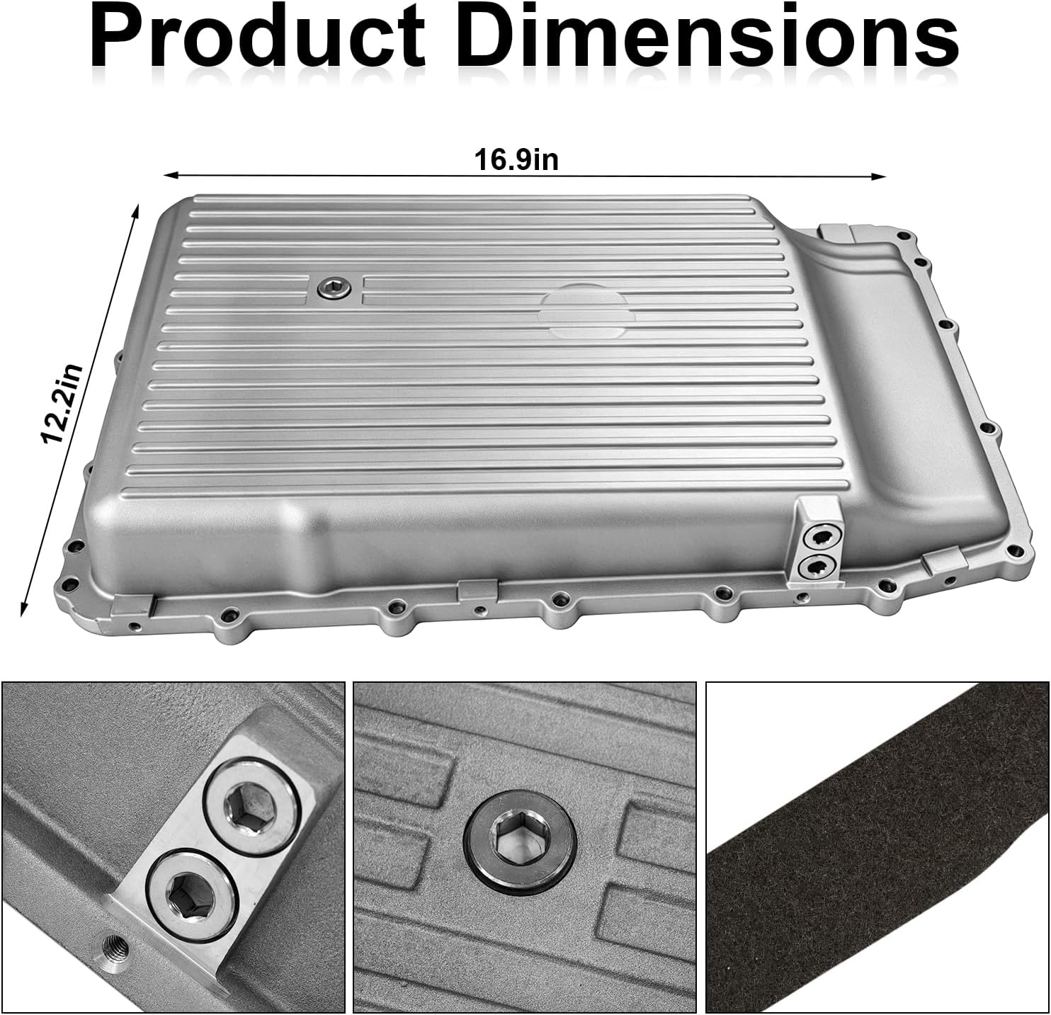 Upgraded Aluminum Transmission Oil Pan with Magnetic Drain Plug & Gasket for 2017-2023 F150 2018-2023 Expedition Mustang Navigator 2019-2023 Ranger | Replaces OE# 265-897 HL3Z7A194A
