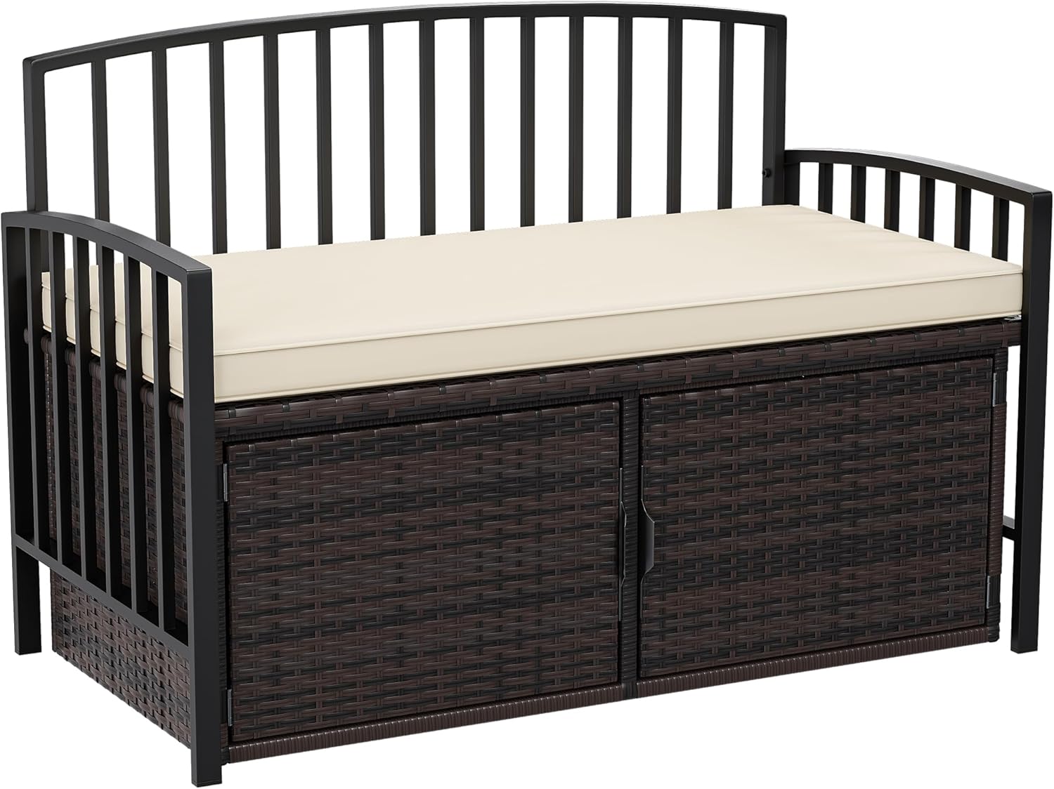 YITAHOME 70 Gallon Outdoor Storage Bench w/Cushion, Wicker