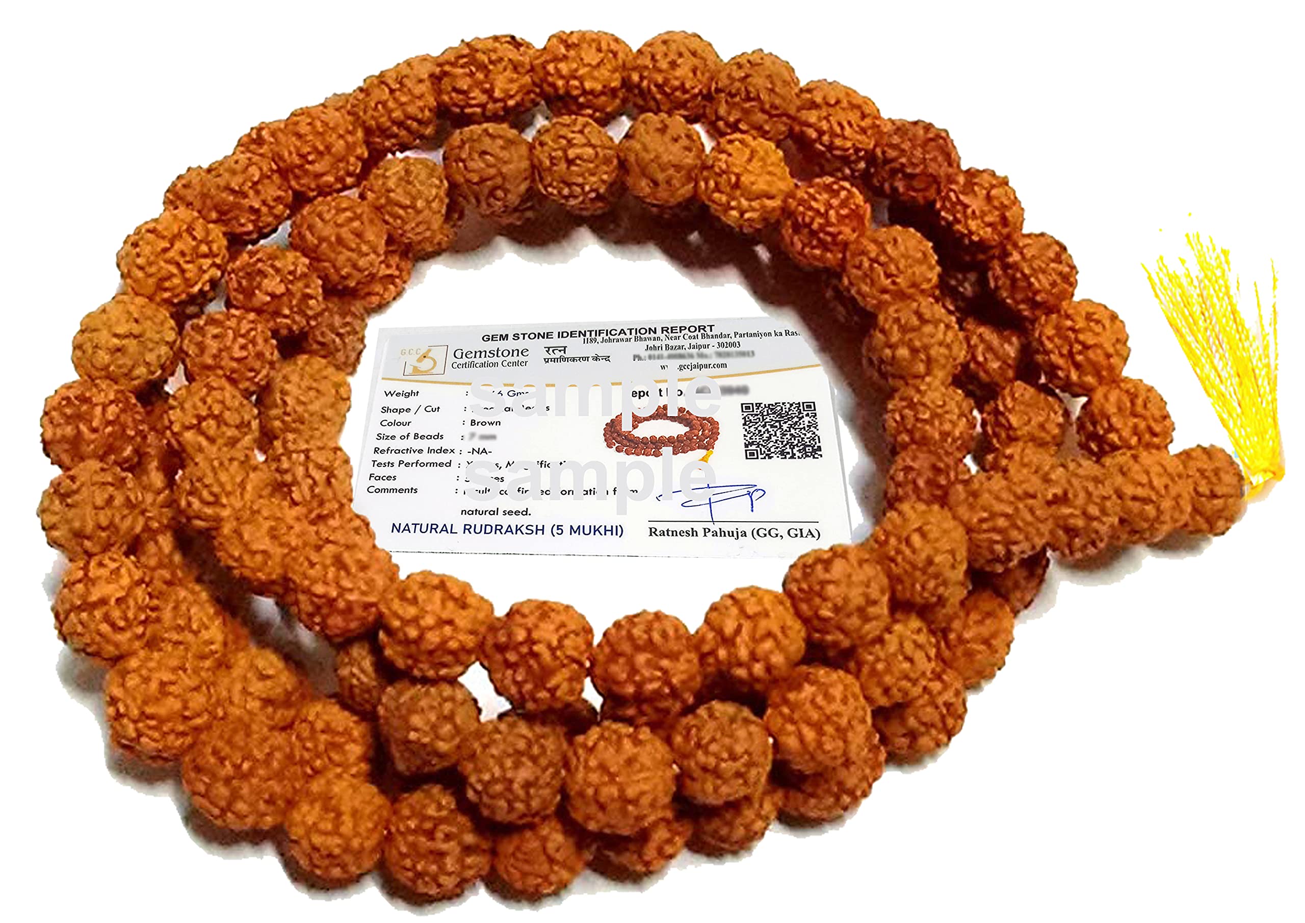 Vado 5 Mukhi Rudraksha Mala 108 Panchmukhi Beads with Certificate 9mm (Brown)