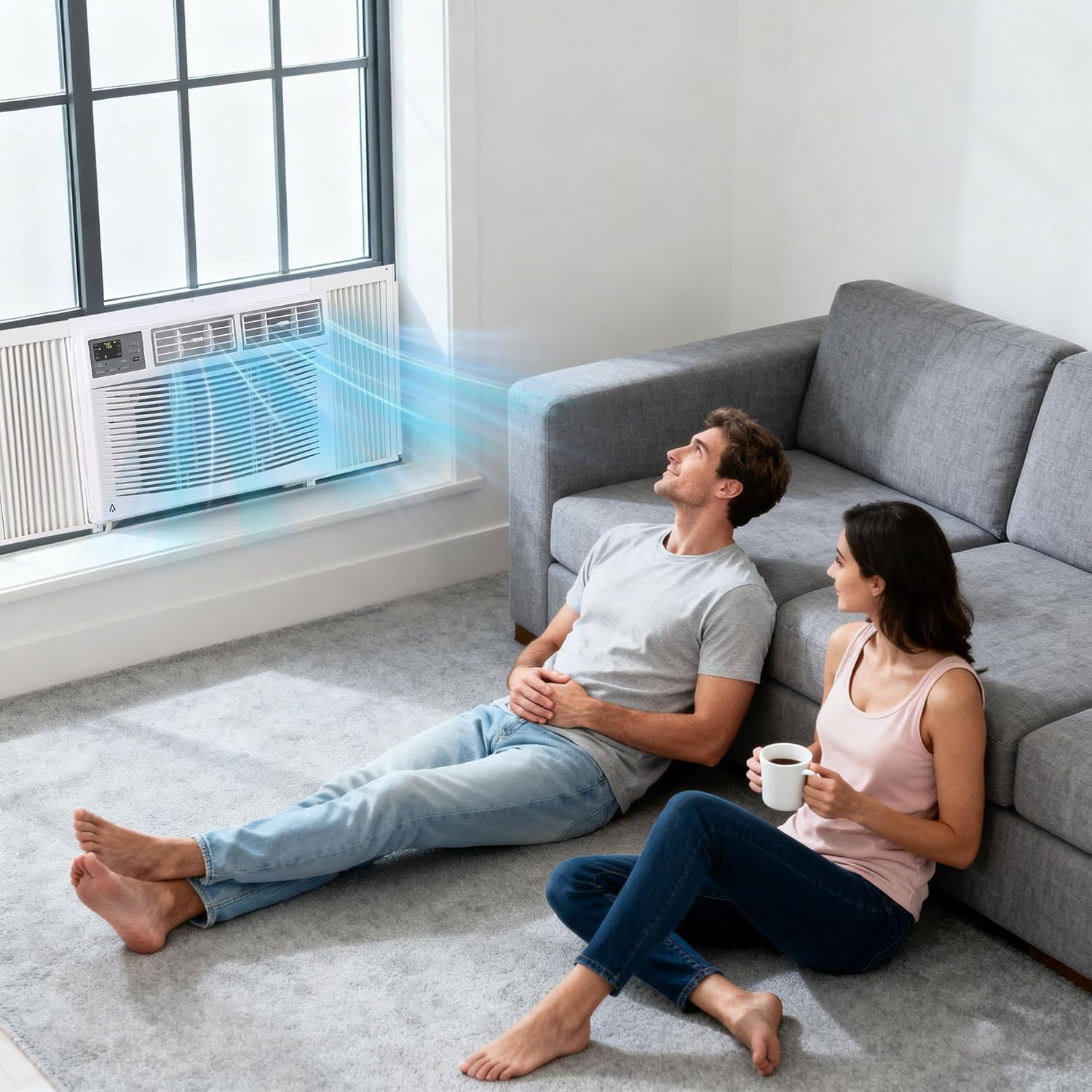 12,000 BTU Window Air Conditioner for Bedroom, WiFi App Control, Remote, Sleep Mode, 24H Timer, 3 Fan Speeds, Dehumidifier 80 Pints/Day, Cools 450–550 Sq.Ft