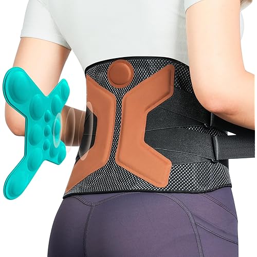 Back Brace for Lower Back Pain Relief, 4D Stretch Lumbar Support Belt for Men & Women with 3D Pad, LowBack Support Brace for Herniated Disc, Sciatica-Black, Large [Waist 35.4''-41.7'']