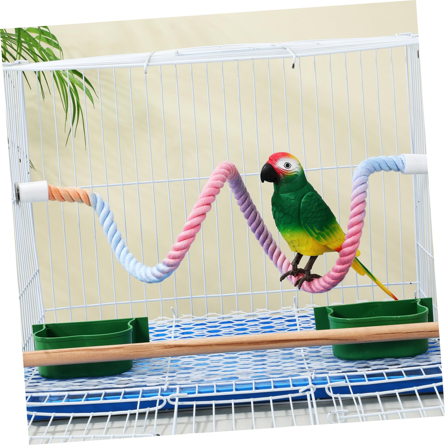 Percha de Cuerda para Loros y Aves, 3 Piezas de Algodón y Metal