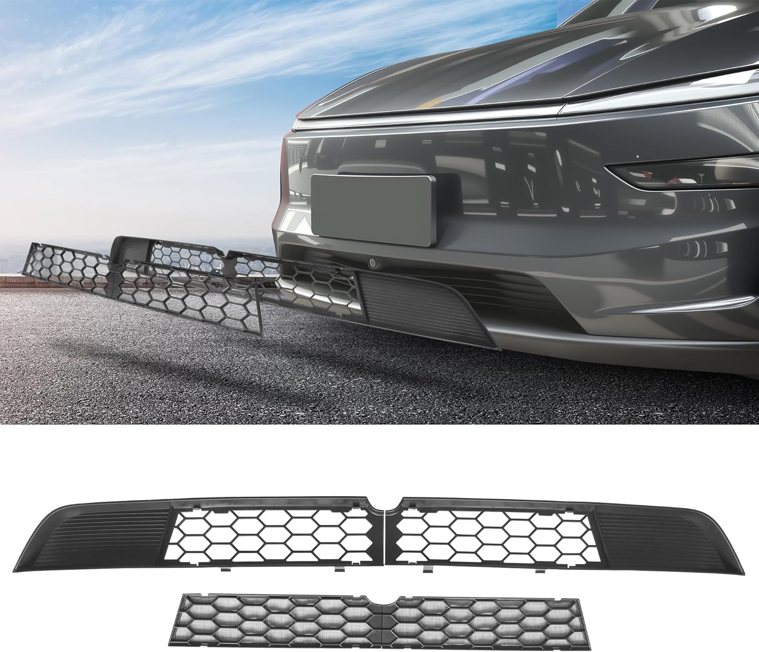 Front Grill for Tesla Model Y 2025 2026 Juniper Mesh Grille Grid Inserts Air Inlet Vent Grille Cover Replacement With Insect Protection Accessories Model Y 2025 2026+ Juniper