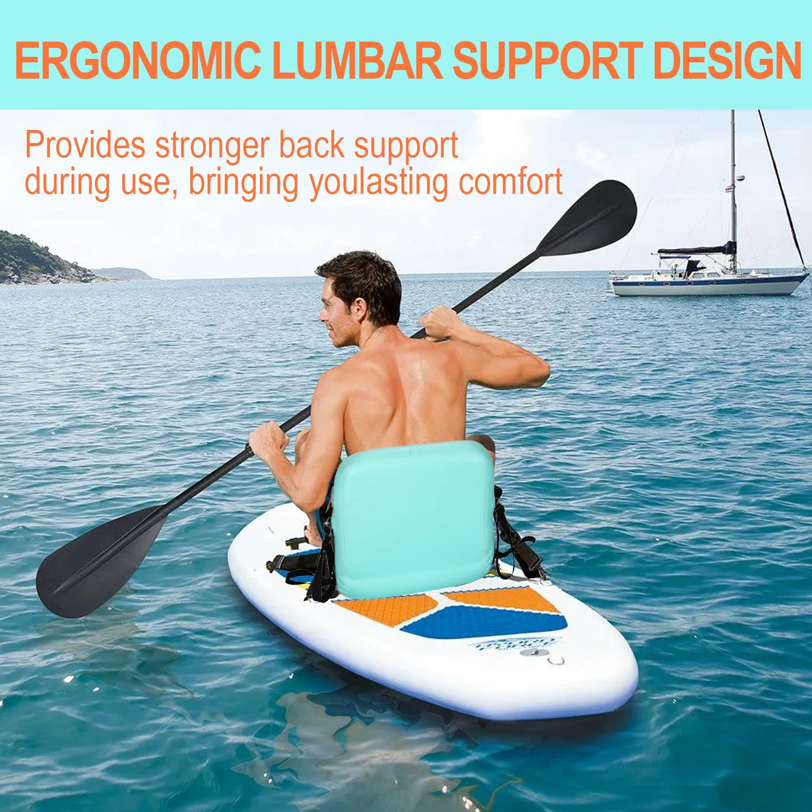 JAYEGT Aufblasbarer Kajaksitz mit Rückenstütze, Paddelboard-Zubehör, faltbarer SUP-Sitz, ergonomisches Anti-Rutsch-Design, hohe Tragfähigkeit, vielseitig einsetzbar für Kajak, Boot, SUP, Kanu