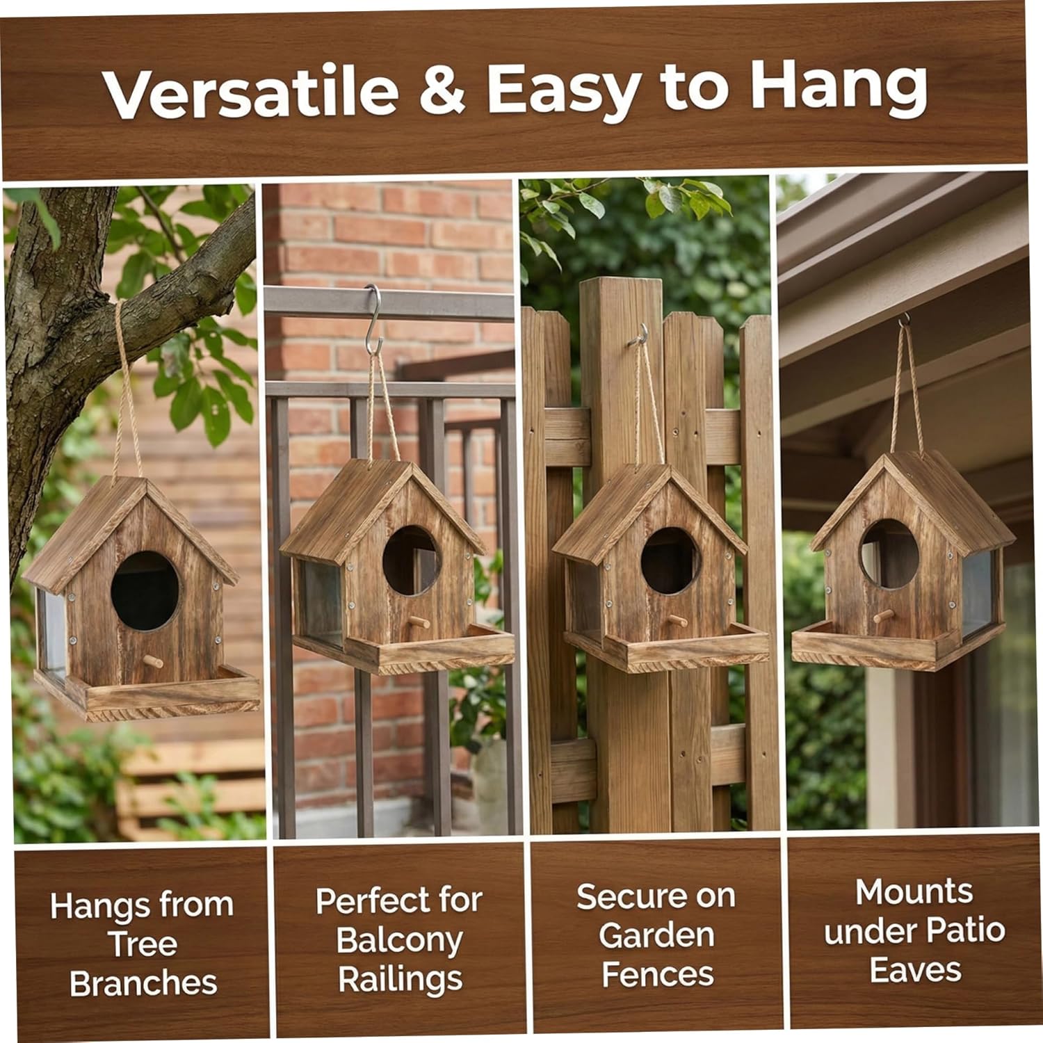 Squirrel Feeders, Wooden Squirrel House with Viewing Window, Easy to Assemble Wildlife Feeding Station for Garden & Backyard
