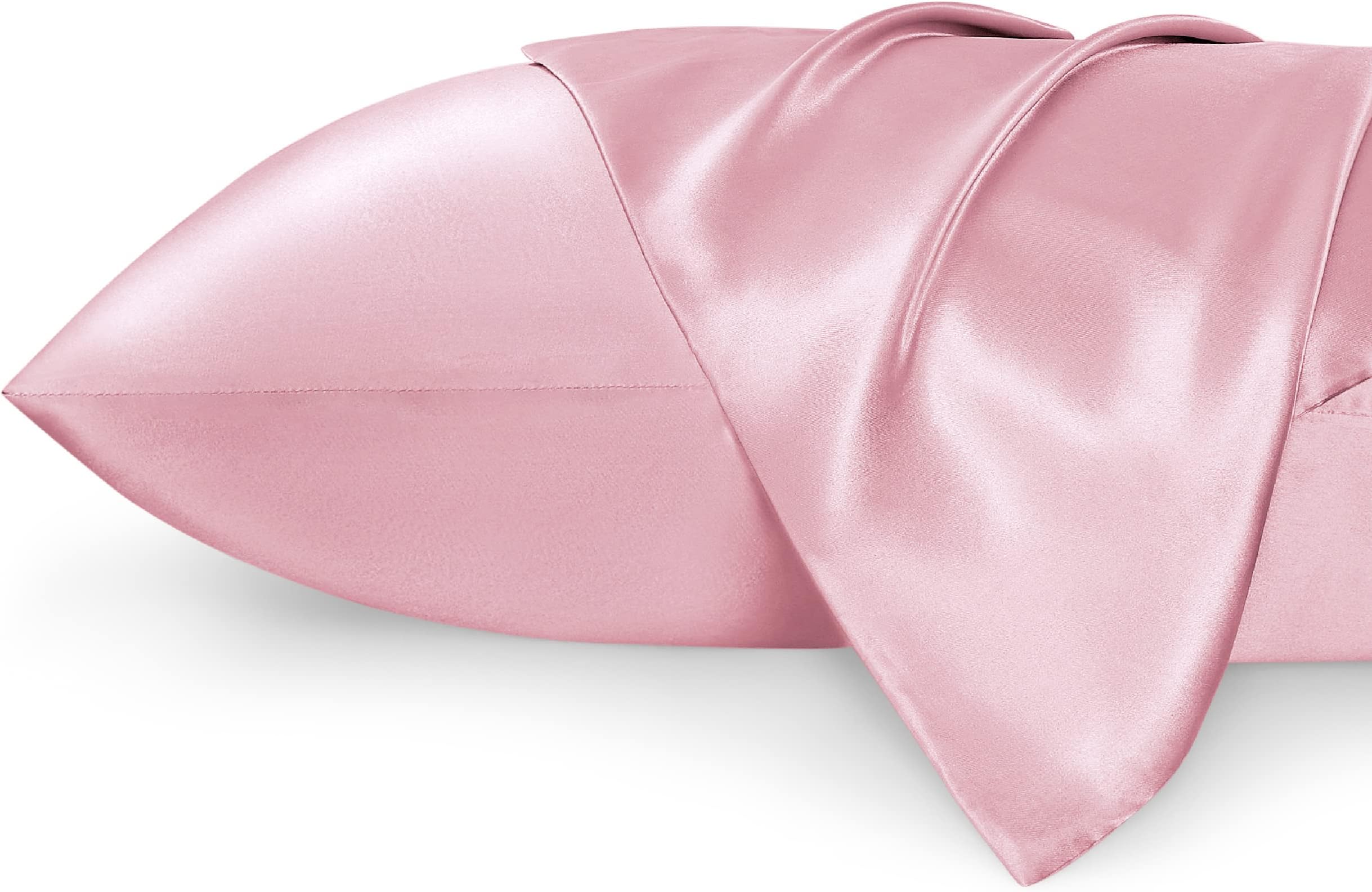 Bedsure King Size Satin Pillowcase Set of 2 - Pink Silk Pillow Cases for Hair and Skin 20x40 inches, Satin Pillow Covers 2 Pack with Envelope Closure