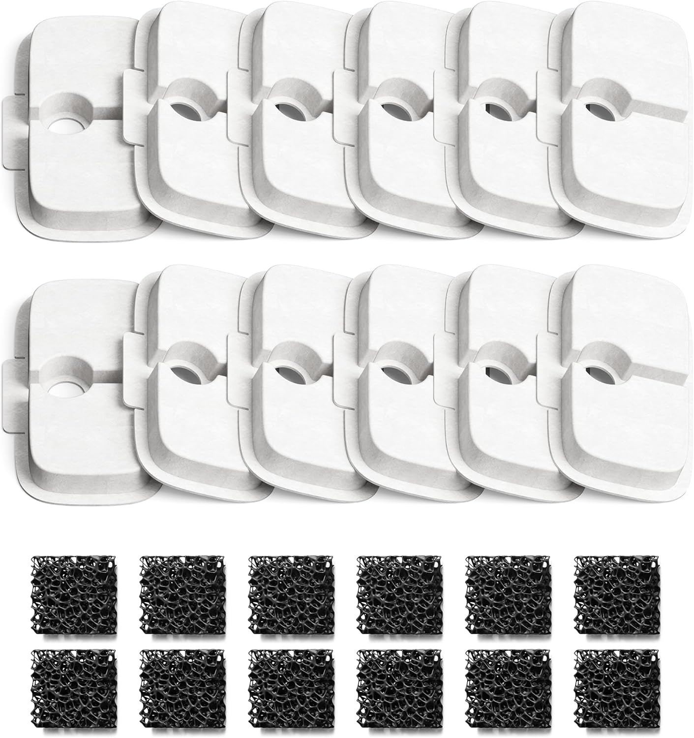 PETLIBRO Cat Water Fountain Filter Replacement, 12 Packs Pet Fountain Filter & Sponges for Dockstream WF106/WF116/WF105/WF115/WF005/WF305, Half Year Set Easy-Swap PETLIBRO Cat Water Dispenser Filter
