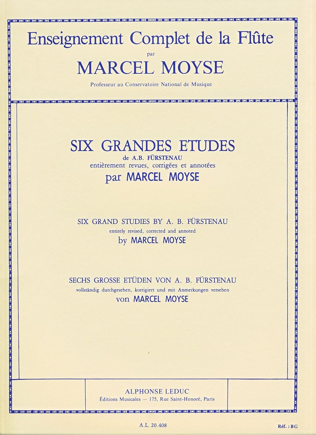 MARCEL MOYSE 6 GRANDES ETUDES DE FURSTENAU (FLUTE SOLO) MOYSE MARCEL