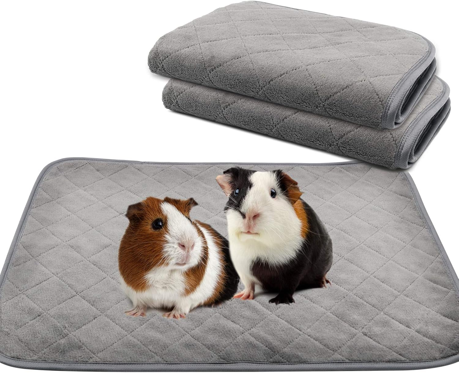 RANYPET 2 almohadillas Pipi para jaulas de cobaya, muy absorbentes, reutilizables y lavables, almohadillas de entrenamiento para mascotas con base impermeable para animales pequeños, L