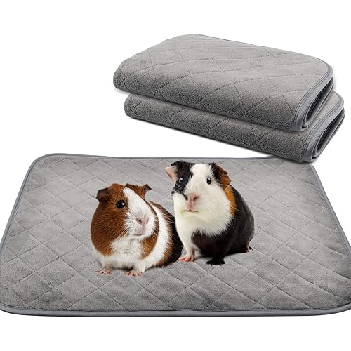 YUEPET 2 Packs Guinea Pig Fleece Cage Liners - Waterproof Reusable& Anti Slip Guinea Pig Bedding Super Absorbent Pee Pad for Small Animals