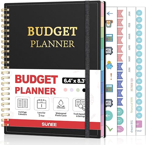 SUNEE Budget Planner - Monthly Budget Book with Expense Tracker Notebook, Undated 12 Month Bill Organizer & Finance Planner, A5 (…
