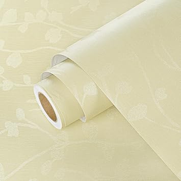 Wallercity Beige Flower Wallpaper Textured Leaf Boho Peel and Stick Wallpaper Nature Embossed Floral Contact Paper Waterproof Leaves Vinyl Wall Paper for Bedrooms Wall Cabinets Decor 15.8"x78.7"