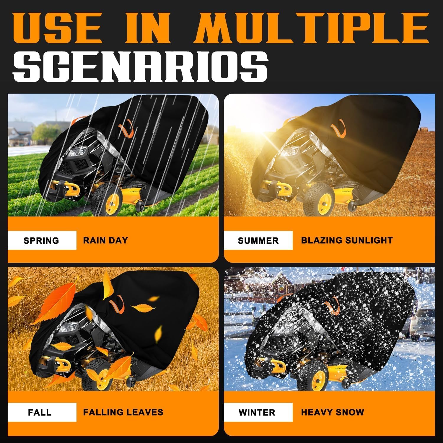 Riding Lawn Mower Covers Waterproof Outdoor,Fits up to 54" Decks with Bagger Attachment, Durable Anti-UV 600D Polyester Fabric,Ride-on Lawnmower Tractor Storage Cover,99"Lx45"Wx47"H