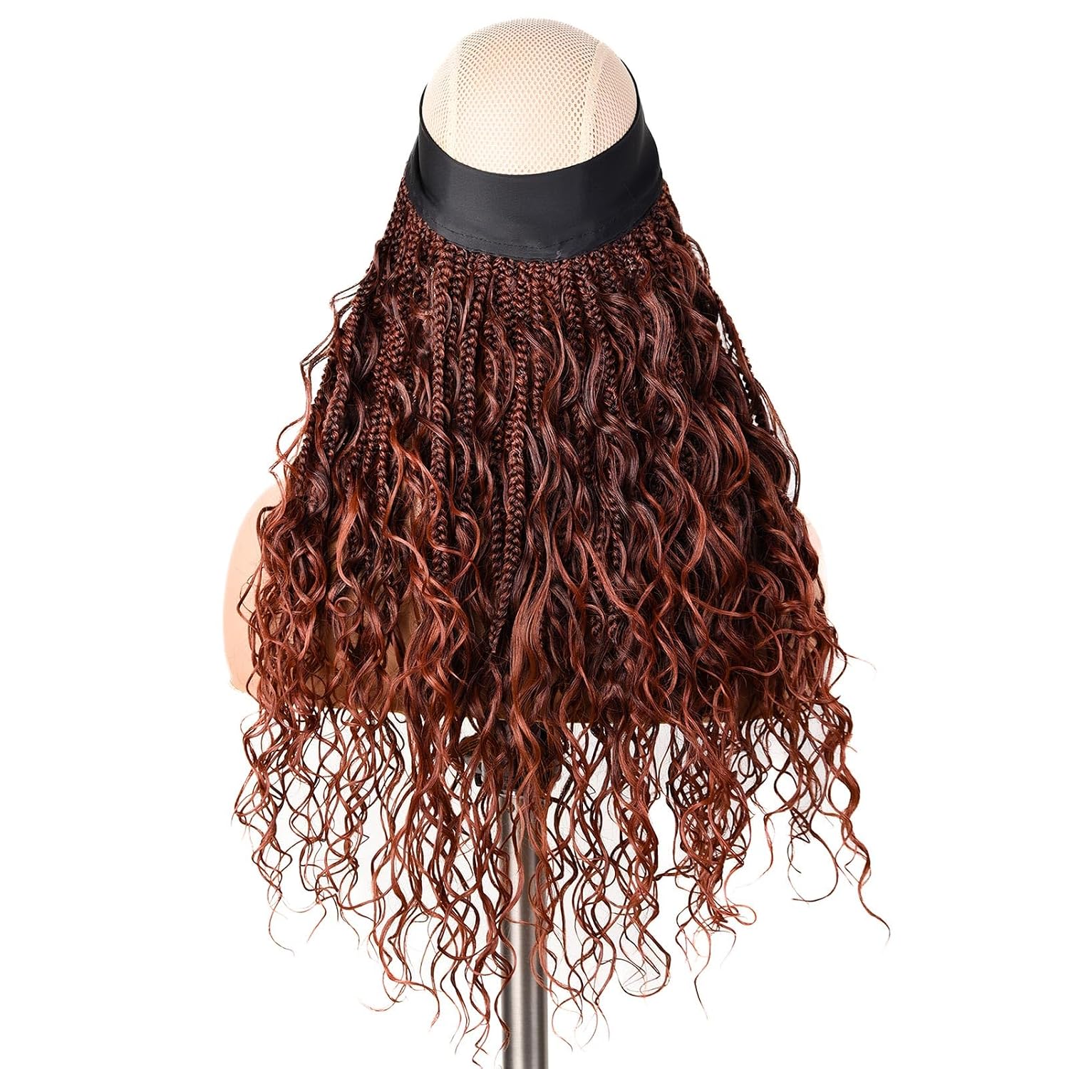 Headband Soft Box Braids, Add Loose curls in the Middle and Ends, More Fluffy and Full Boho Box Braids To Be Worn with a Hat for Women Glueless(18" T350#)