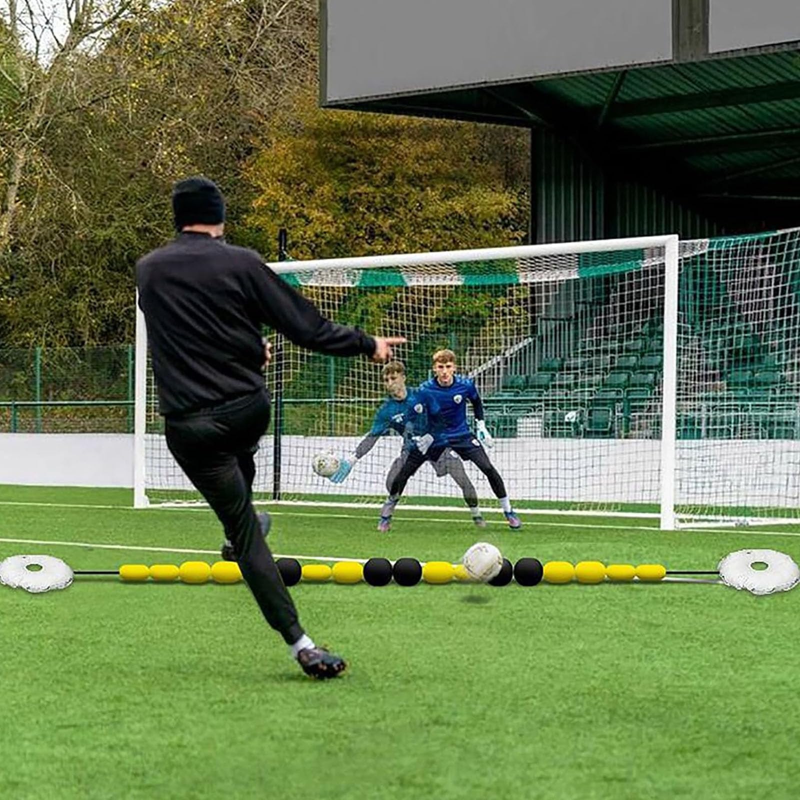 Deflector De Línea Única, Equipo De Entrenamiento para Porteros De Fútbol, ​​2,75 M, Múltiples Ángulos De Refracción Diferentes, con 2 Bolsas De Agua, para Entrenamiento De Reflejos Y Agilidad