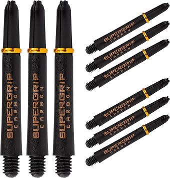 Harrows Darts 3 x Sets of Supergrip Carbon Dart Stems - 9 Dart Shafts in Total - Medium, Midi & Short Gold, Midi
