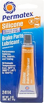 Permatex 24114 Silicone Brake Parts Lubricant, Eliminates Noisy Braking, Fortified with Ceramic Solids, Non-Melting Formula Compatible with Metal, Rubber & Plastic, .5 Fl Oz.